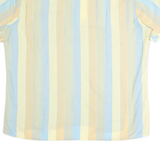 LUX Mens Yellow Blue Beige Cotton Striped Shirt L Casual Summer Polo