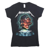GILDAN Womens Black Metallica Band T-Shirt L Short Sleeve Crew Neck Graphic