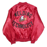 WEST ARK Mens Red Satin Bomber Jacket 2XL Polyester Blend Button Closure