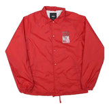 VANS Mens Red Button Nylon Coach Jacket M Off The Wall Print Casual