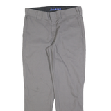 DICKIES Mens Regular Fit Grey Cotton Blend Trousers W32 L30 Workwear Chino
