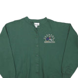 CHEEKO Womens Green Button Up Plain Crew Neck Basic Knit L Jumper Embroidered