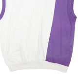 PUMA Mens White & Purple Davis Cup Sleeveless Sweatshirt M Cotton Blend V-Neck