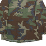 Mens Green Brown Camouflage Cotton Blend Button Jacket S Military Style Pocketed