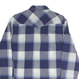 BOSS ORANGE Mens Blue & White Check Shirt L Cotton Blend Casual Long Sleeve Snap