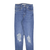 LEVI'S Womens Slim Blue Skinny Denim Light W24 L28 Ripped Distressed Jeans