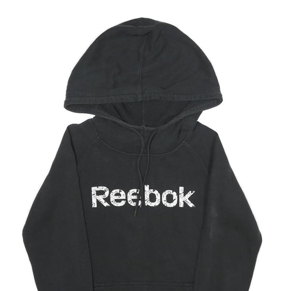 REEBOK Womens Black Hoodie S Cotton Blend Pullover Casual Sportswear