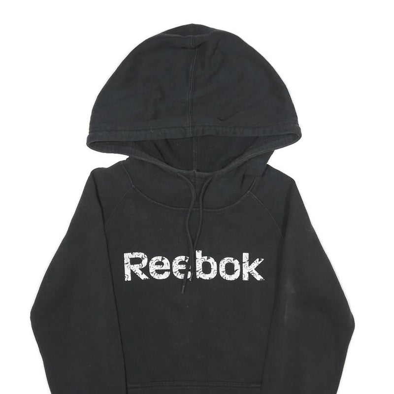 REEBOK Womens Black Hoodie S Cotton Blend Pullover Casual Sportswear