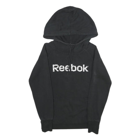REEBOK Womens Black Hoodie S Cotton Blend Pullover Casual Sportswear