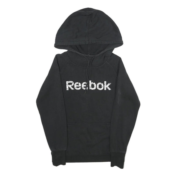 REEBOK Womens Black Hoodie S Cotton Blend Pullover Casual Sportswear