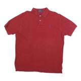 POLO RALPH LAUREN Mens Red Blue Pony Logo Short Sleeve Polo Shirt XL Cotton