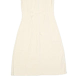 Womens Cream Sleeveless Button Front Day Dress Polyester Blend Size XS Collar