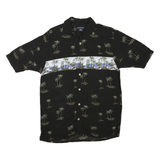 KNIGHTSBRIDGE Mens Black & Blue Palm Tree Print Shirt S Cotton Blend Hawaiian