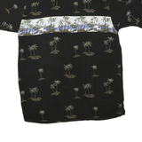 KNIGHTSBRIDGE Mens Black & Blue Palm Tree Print Shirt S Cotton Blend Hawaiian