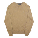 NAUTICA Mens Beige Cotton Blend Patterned V-Neck Basic Knit Jumper XL Casual