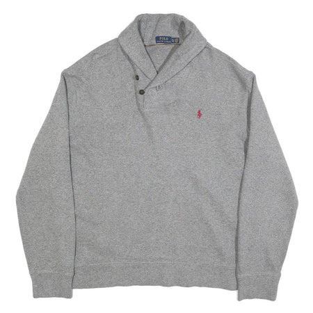 POLO RALPH LAUREN Mens Grey Shawl Collar XL Sweatshirt Cotton Blend Pullover