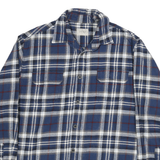 JACHS Mens Blue & White Check Shirt L Cotton Blend Long Sleeve Casual