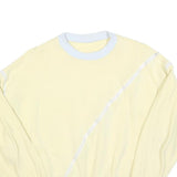 Womens Cream & White Sweatshirt M Cotton Blend Crew Neck Casual Pullover