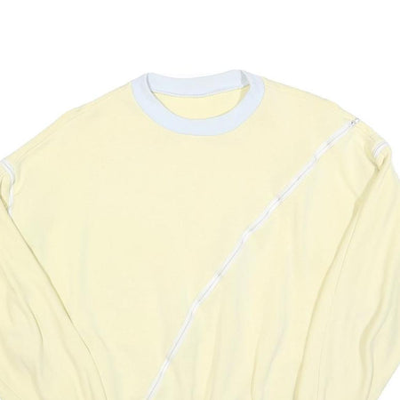 Womens Cream & White Sweatshirt M Cotton Blend Crew Neck Casual Pullover