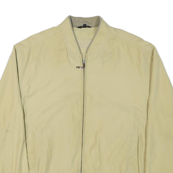 CANSON Mens Beige Bomber Jacket L Polyester Blend Zip Plain Classic Casual Wear