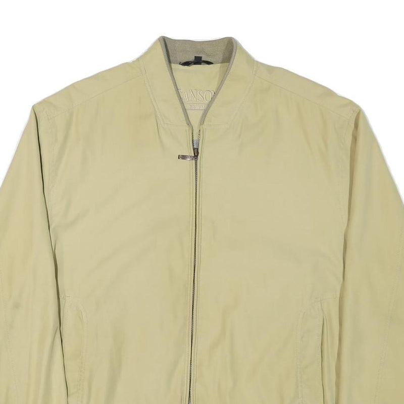 CANSON Mens Beige Bomber Jacket L Polyester Blend Zip Plain Classic Casual Wear