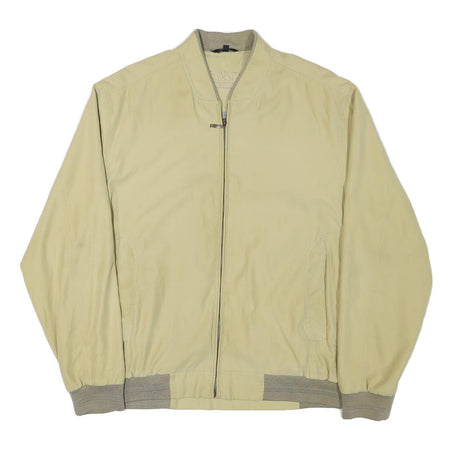CANSON Mens Beige Bomber Jacket L Polyester Blend Zip Plain Classic Casual Wear