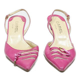 CAREL Womens Pink Leather Slingback Heels UK 4.5 Stylish Evening Shoes
