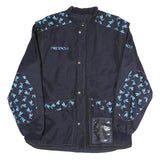 ROXY Mens Navy Blue Polyester Blend Track Jacket L Logo Print Zip