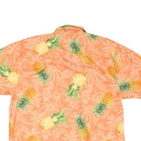 LAZZI Mens Orange & Yellow Pineapple Print Shirt XL Summer Short Sleeve Casual
