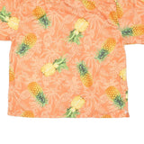 LAZZI Mens Orange & Yellow Pineapple Print Shirt XL Summer Short Sleeve Casual