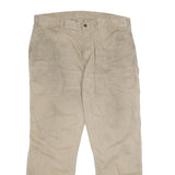 CARHARTT Mens Cotton Relaxed Beige Workwear Trousers W40 L32 Durable Zip Closure