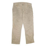 CARHARTT Mens Cotton Relaxed Beige Workwear Trousers W40 L32 Durable Zip Closure