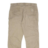 CARHARTT Mens Cotton Relaxed Beige Workwear Trousers W40 L32 Durable Zip Closure