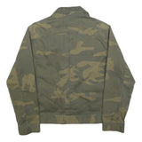 BRAVE SOUL Mens Green & Beige Cotton Military Jacket M Casual Button Closure