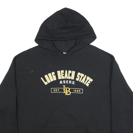 CHAMPION Mens Black Long Beach State 49ers Hoodie 2XL Cotton Blend Pullover