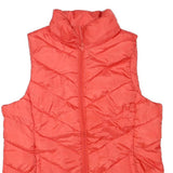 SO Womens Red Quilted Sleeveless Zip Jacket L Polyester Blend Lightweight