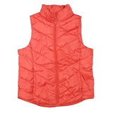 SO Womens Red Quilted Sleeveless Zip Jacket L Polyester Blend Lightweight