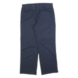 DICKIES Mens Cotton Blend Navy Blue Regular Straight Trousers W34 L30 Casual