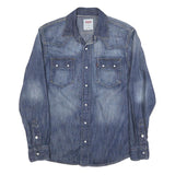 LEVI'S Mens Blue Denim Shirt S Classic Western Style Cotton Blend