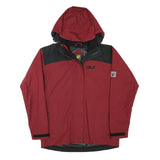 JACK WOLFSKIN Womens Red & Black Outdoor Jacket UK 10 Polyester Blend Zip Hooded