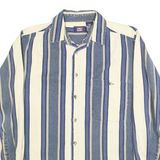 FADED GLORY Mens Blue & Cream Striped Shirt S Cotton Long Sleeve Button Down