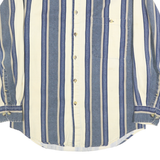 FADED GLORY Mens Blue & Cream Striped Shirt S Cotton Long Sleeve Button Down