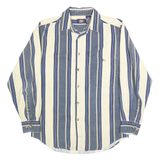 FADED GLORY Mens Blue & Cream Striped Shirt S Cotton Long Sleeve Button Down