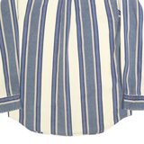 FADED GLORY Mens Blue & Cream Striped Shirt S Cotton Long Sleeve Button Down
