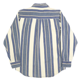 FADED GLORY Mens Blue & Cream Striped Shirt S Cotton Long Sleeve Button Down