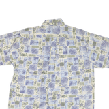 CAMBRIDGE CLASSICS Mens Blue & Green Patterned Shirt L Cotton Blend Short Sleeve