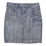 PASHU Womens Blue Denim Mini Cotton Plain Skirt M Casual Streetwear