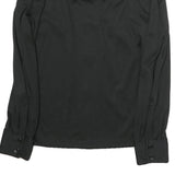 Womens Black Plain Polyester Shirt M Button Long Sleeve Classic Fit