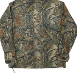 Mens Green Brown Camouflage Outdoor Jacket L Polyester Blend Zip Hooded
