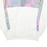 Womens White & Multi Colour Cotton Blend Zip Jacket M Abstract Print Casual
